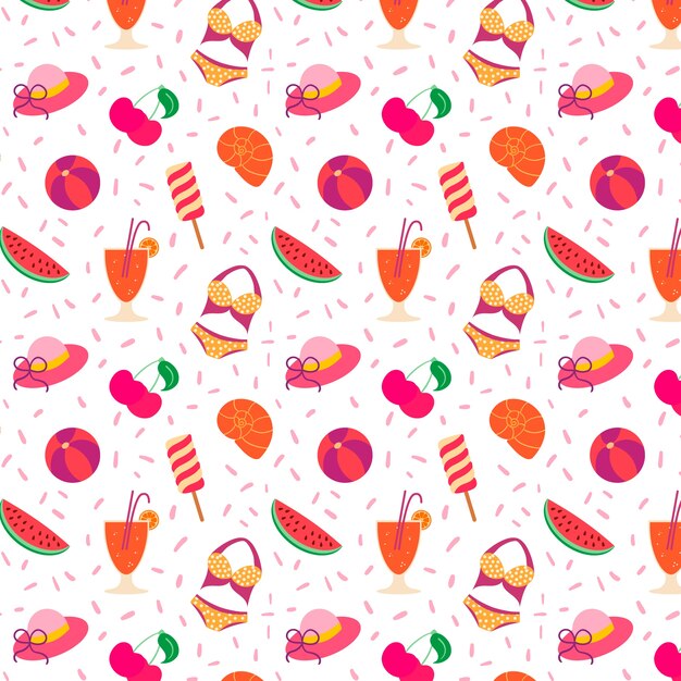 Diseño de patrón de verano dibujado a mano