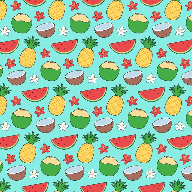 Diseño de patrón de verano dibujado a mano