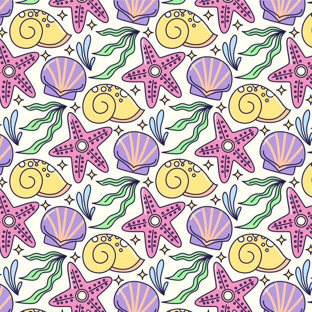 Diseño de patrón de verano pastel dibujado a mano