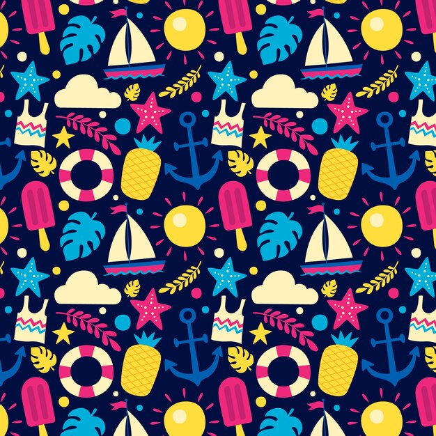 Diseño de patrón de verano plano
