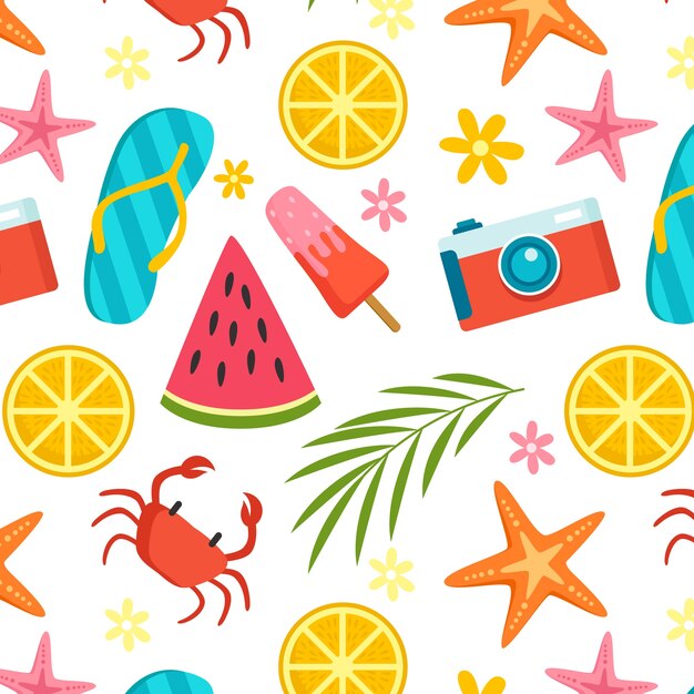 Diseño de patrón de verano plano