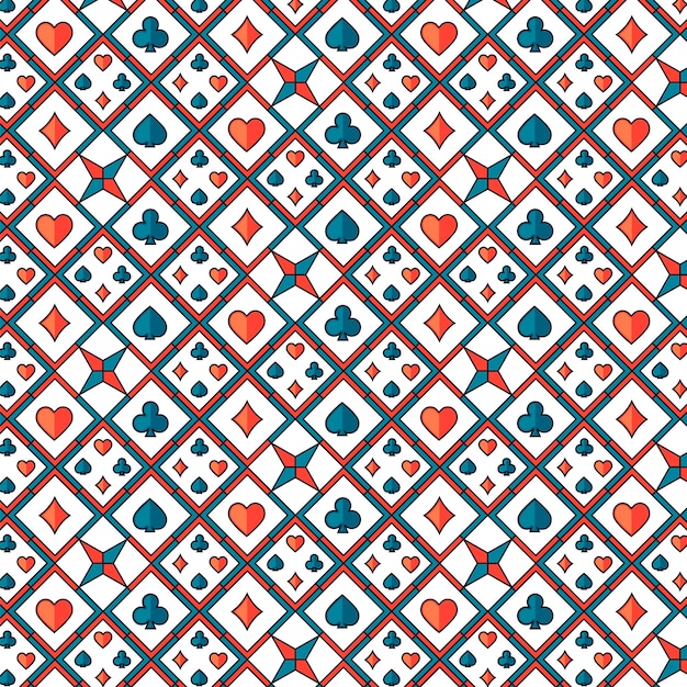 Diseño de patrones de cartas de juego dibujadas a mano