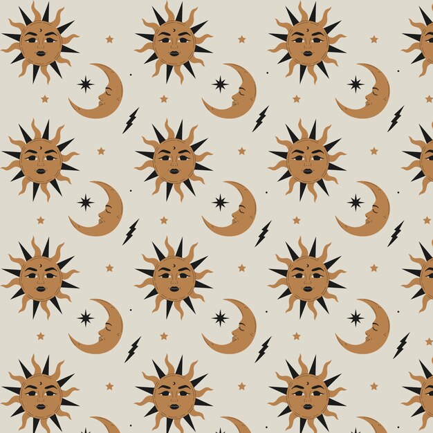 Diseño de patrones celestes dibujados a mano