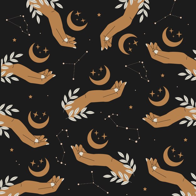 Diseño de patrones celestes dibujados a mano