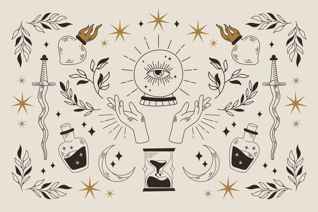 Diseño de patrones celestes dibujados a mano