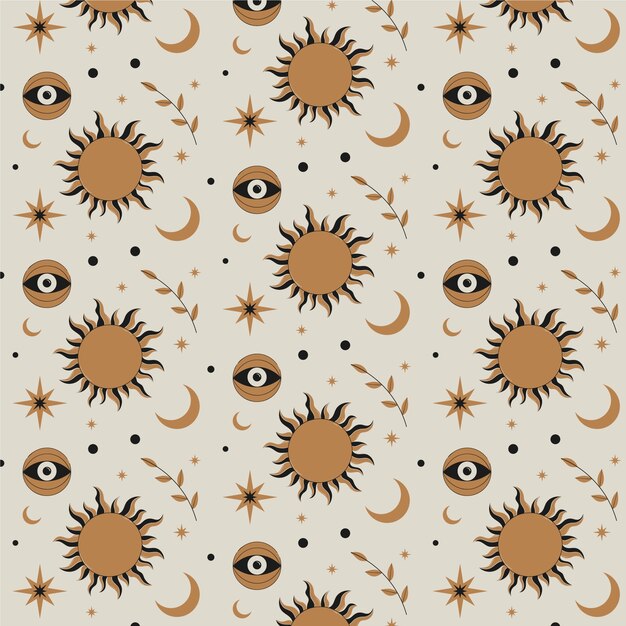 Diseño de patrones celestes dibujados a mano