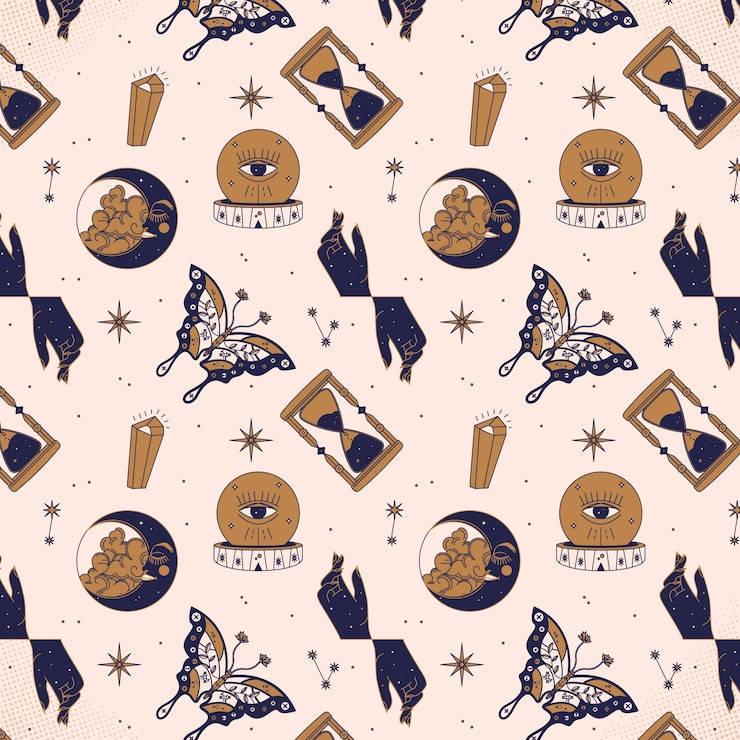 Vector gratuito diseño de patrones celestes dibujados a mano