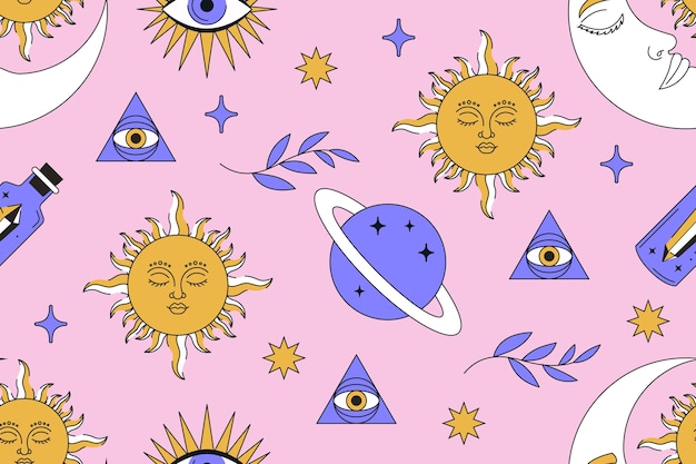 Diseño de patrones celestes dibujados a mano