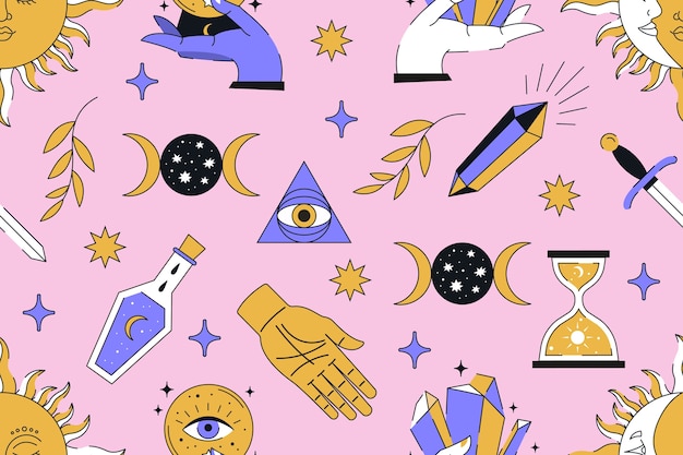 Diseño de patrones celestes dibujados a mano
