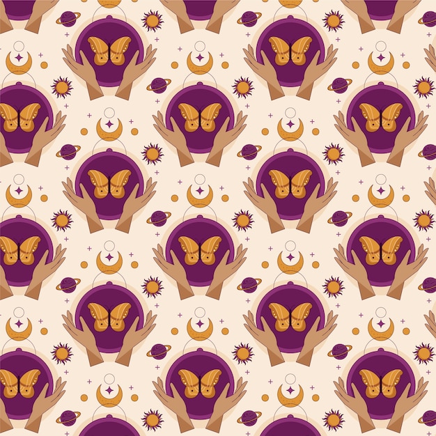 Diseño de patrones celestes dibujados a mano