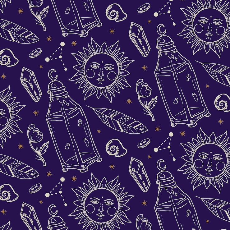 Vector gratuito diseño de patrones celestes dibujados a mano