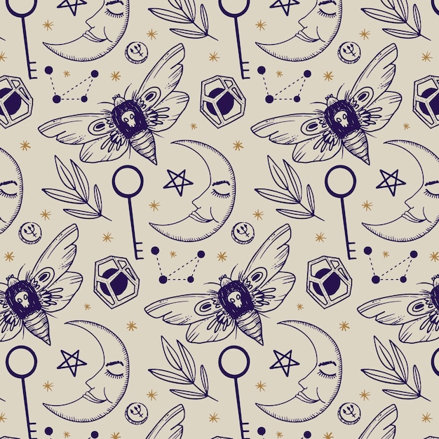Diseño de patrones celestiales dibujados a mano.