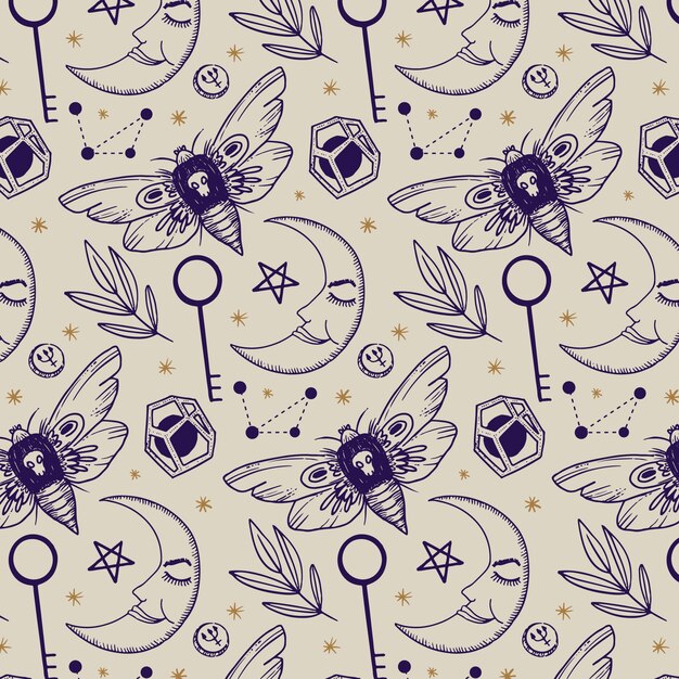 Diseño de patrones celestiales dibujados a mano.