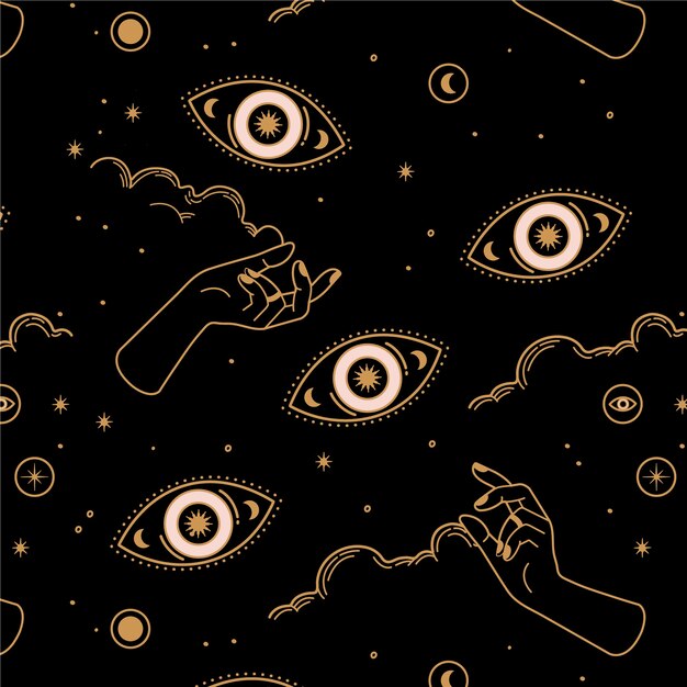 Diseño de patrones celestiales dibujados a mano.
