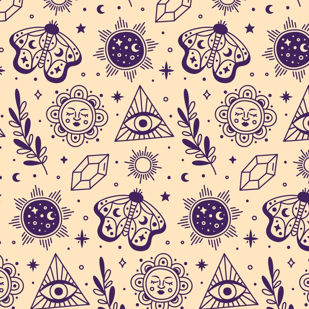 Diseño de patrones celestiales dibujados a mano.