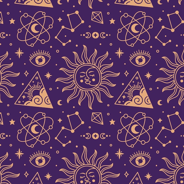 Diseño de patrones celestiales dibujados a mano.
