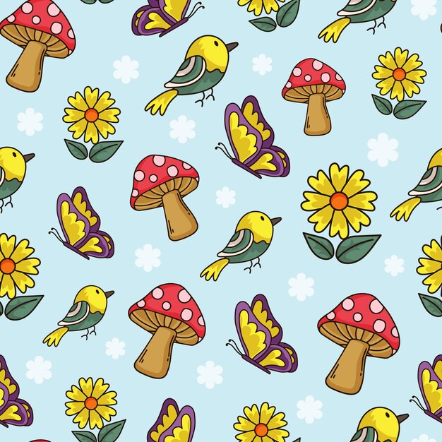 Diseño de patrones de cottage core dibujado a mano