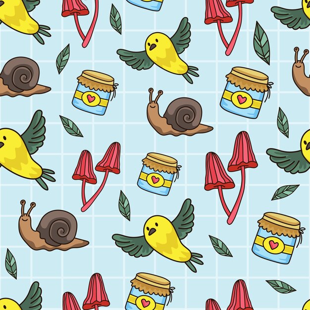 Diseño de patrones de cottage core dibujado a mano