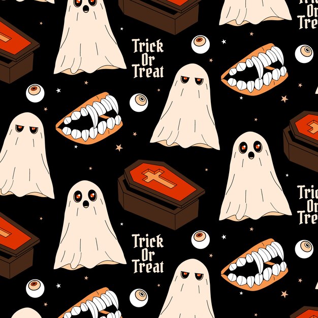 Diseño de patrones dibujados a mano para la celebración de Halloween