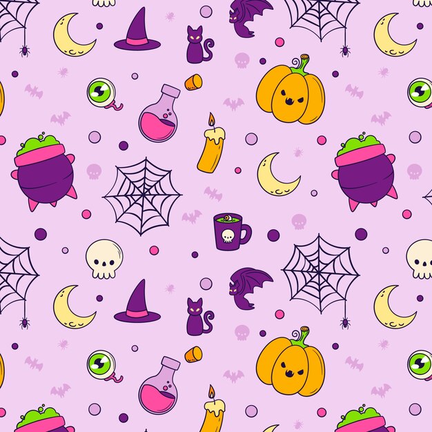 Diseño de patrones dibujados a mano para la celebración de Halloween