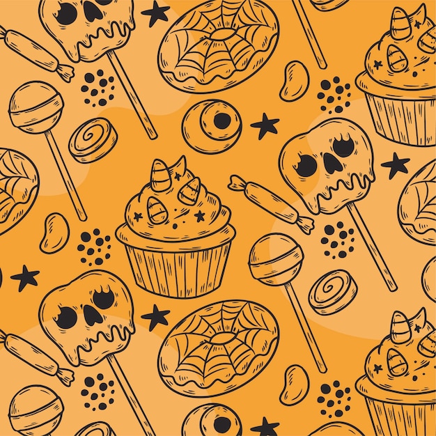 Vector gratuito diseño de patrones dibujados a mano para la celebración de halloween