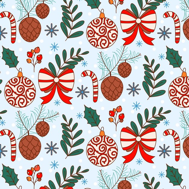 Diseño de patrones dibujados a mano para la celebración de la temporada navideña.
