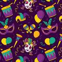 Vector gratuito diseño de patrones dibujados a mano para el festival de mardi gras