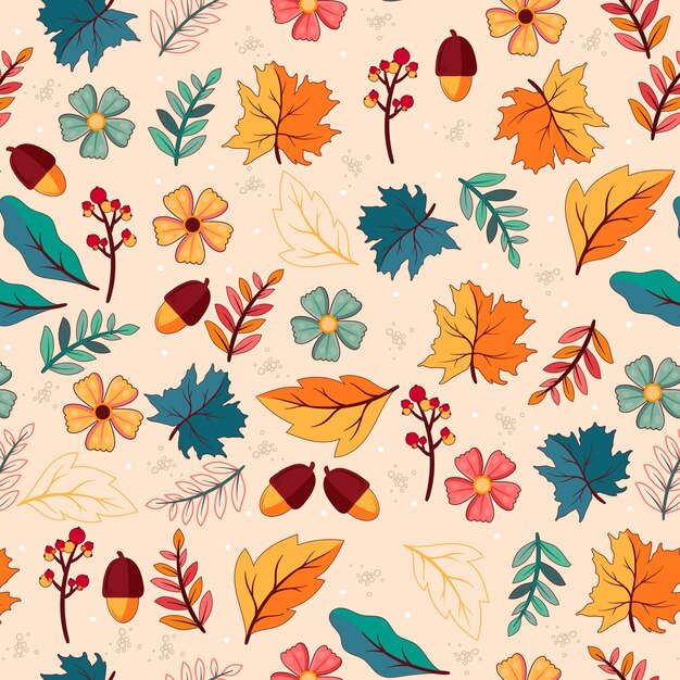 Diseño de patrones dibujados a mano para la temporada de otoño
