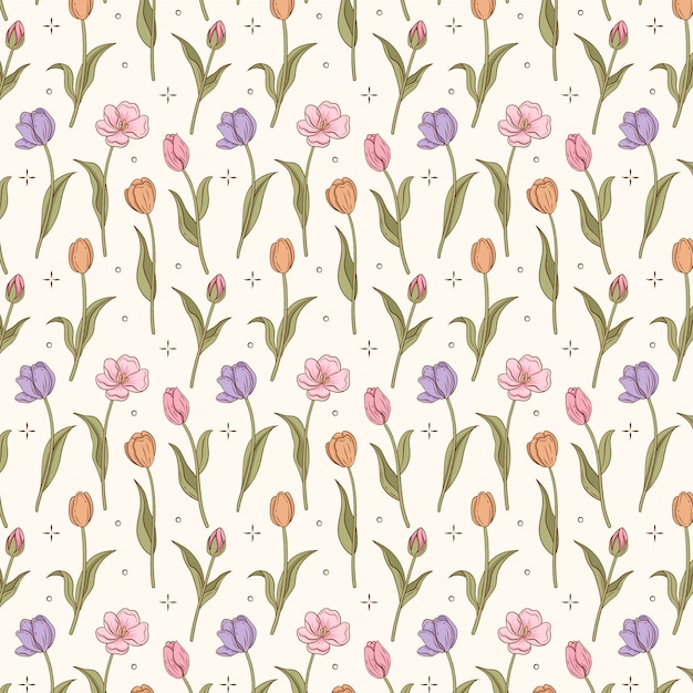 Diseño de patrones dibujados a mano para la temporada de primavera.