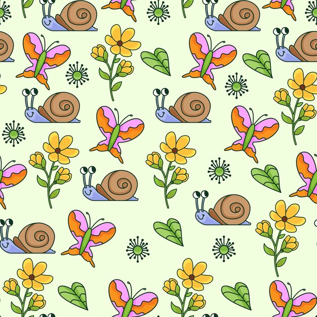 Diseño de patrones dibujados a mano para la temporada de primavera.