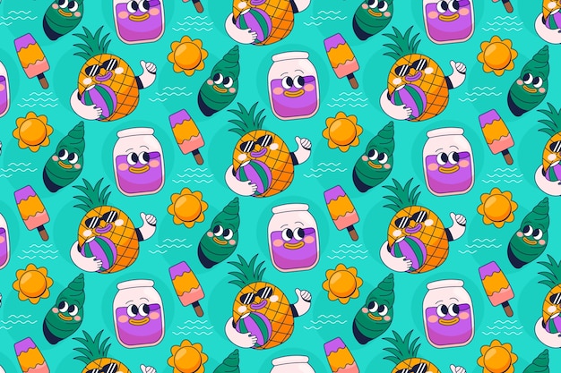 Diseño de patrones dibujados a mano para la temporada de verano.