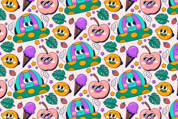 Diseño de patrones dibujados a mano para la temporada de verano.