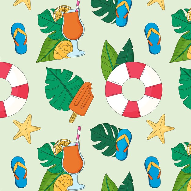 Diseño de patrones dibujados a mano para la temporada de verano.