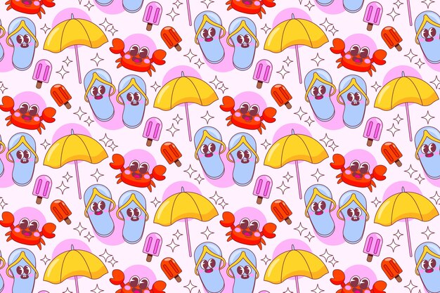 Diseño de patrones dibujados a mano para la temporada de verano.