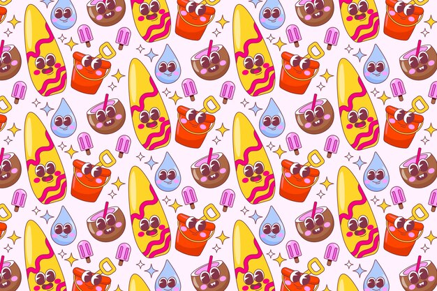 Diseño de patrones dibujados a mano para la temporada de verano.
