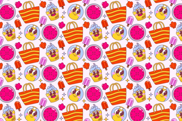 Diseño de patrones dibujados a mano para la temporada de verano.