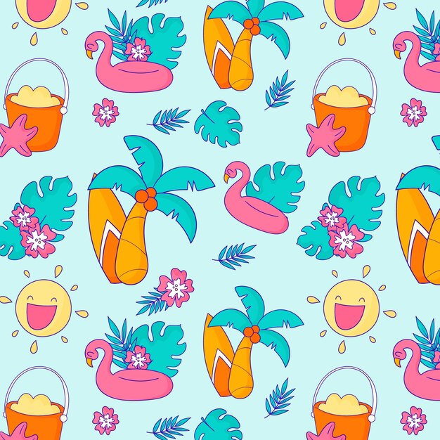 Diseño de patrones dibujados a mano para el verano.