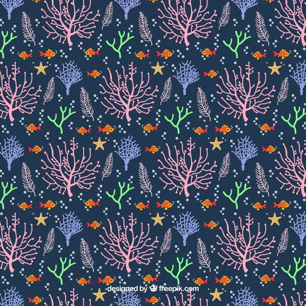 Diseño de patrones sin fisuras coral en estilo plano