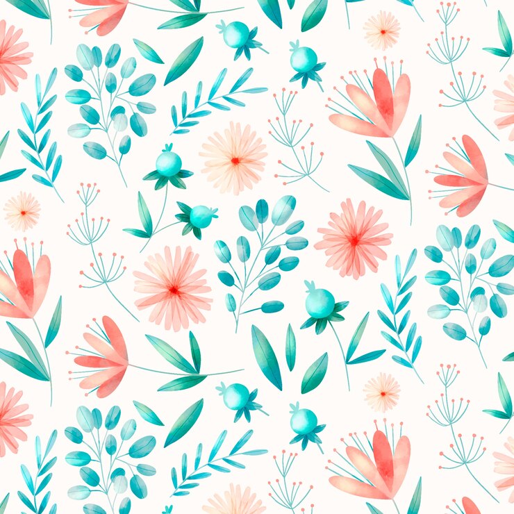 Diseño de patrones florales en acuarela