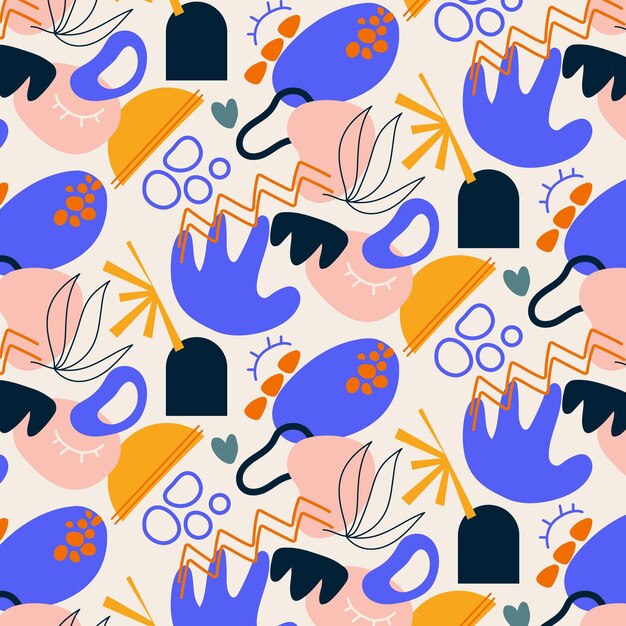 Diseño de patrones de formas abstractas planas dibujadas a mano