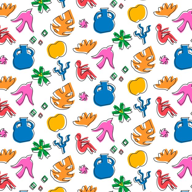 Diseño de patrones de matice coloridos dibujados a mano