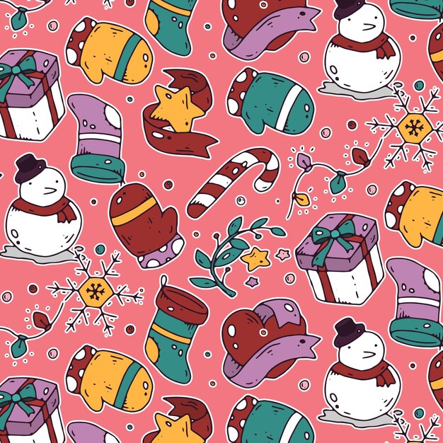 Diseño de patrones navideños dibujados a mano