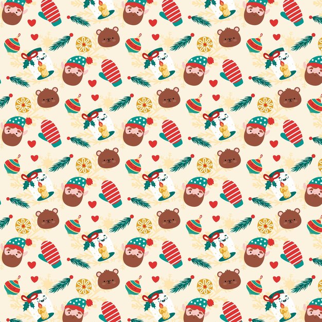 Diseño de patrones navideños dibujados a mano