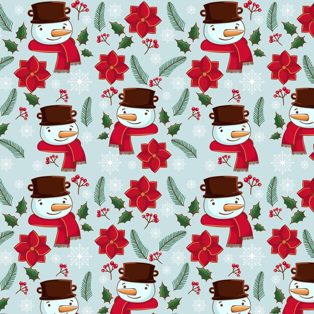 Diseño de patrones navideños dibujados a mano