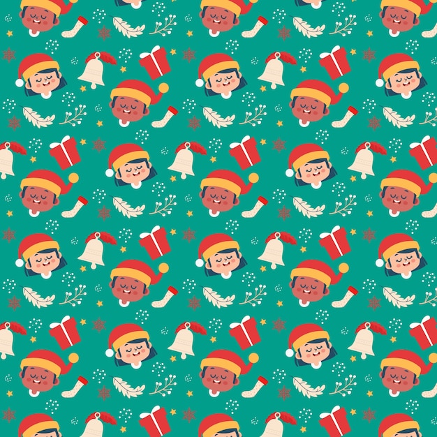 Diseño de patrones navideños dibujados a mano