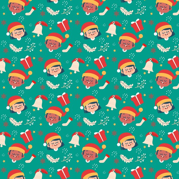 Diseño de patrones navideños dibujados a mano