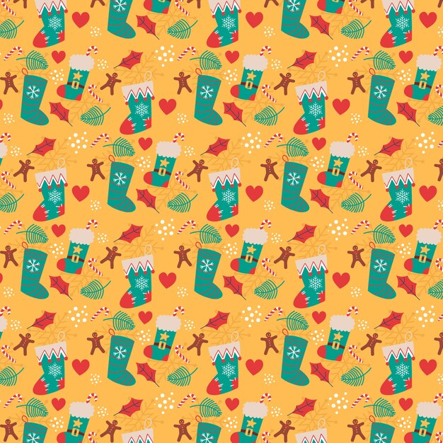 Diseño de patrones navideños dibujados a mano
