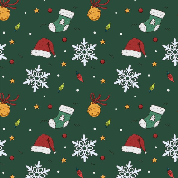 Diseño de patrones navideños dibujados a mano