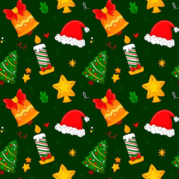 Diseño de patrones navideños dibujados a mano
