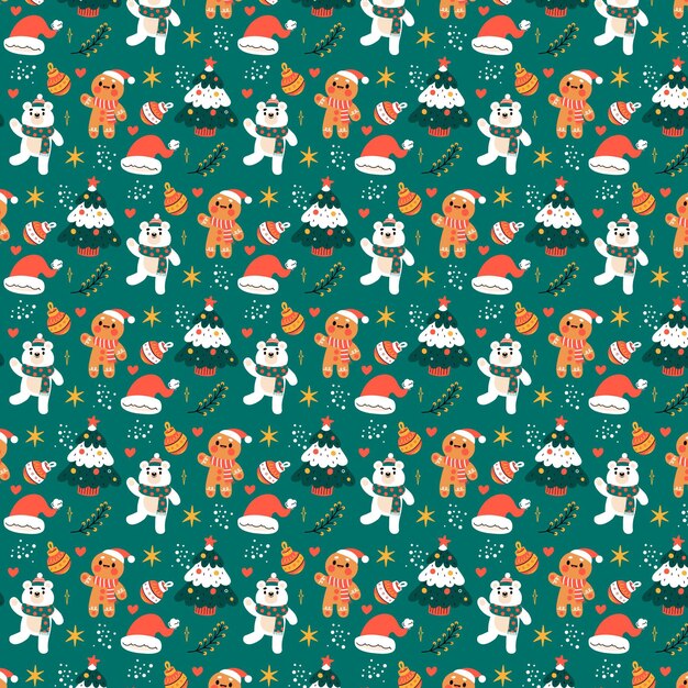 Diseño de patrones navideños dibujados a mano